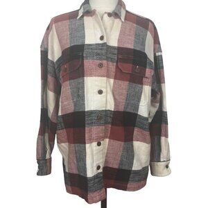 Closed Blouse Kyra Checked Cotton Flannel Mahogany Oversized Small Pleated Back
